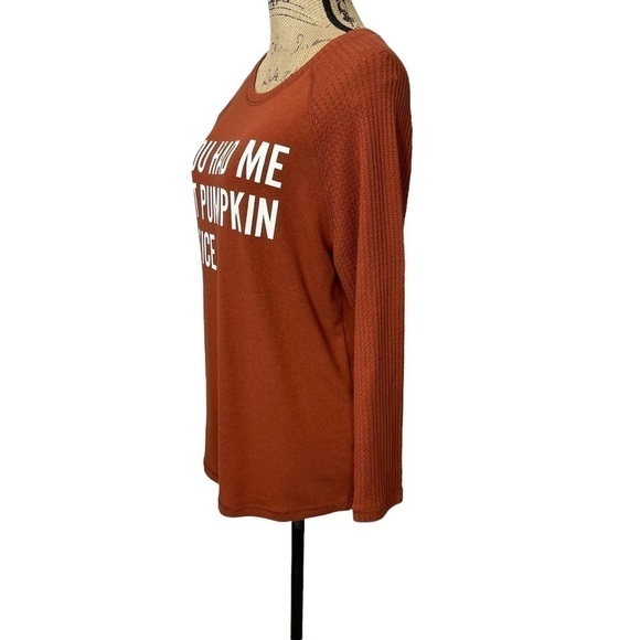BOUTIQUE Fall Rust Sweater Top “You Had Me At Pumpkin Spice” Lightweight Size M - Picture 4 of 9